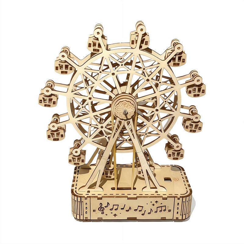 3D Wooden Puzzles for Adults And Teens,3D Wooden Ferris Wheel Music Box Adult DIY Model Kit ,DIY Assembly Musical Ferris Wheel Toy, Brain Teaser Puzzles for Thanksgiving & Christmas - Image 1